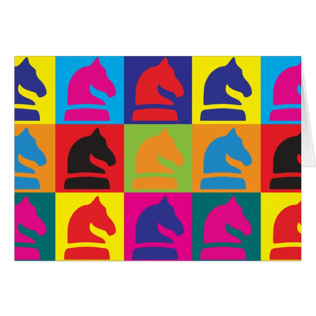 Cartão Pop art da xadrez (Frente Horizontal)