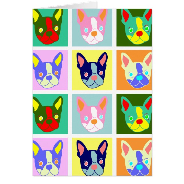 Cartão Pop art de Boston Terrier (Frente)