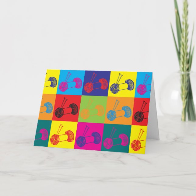 Cartão Pop art de confecção de malhas (Frente)