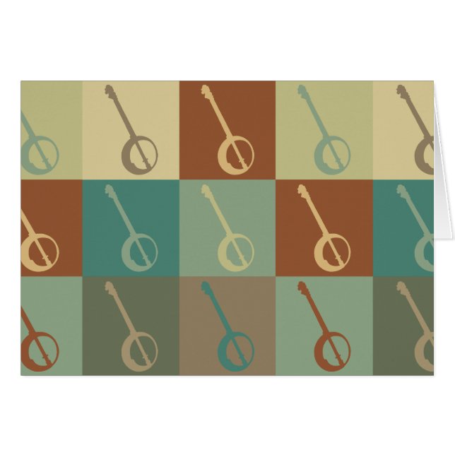 Cartão Pop art do banjo (Frente Horizontal)