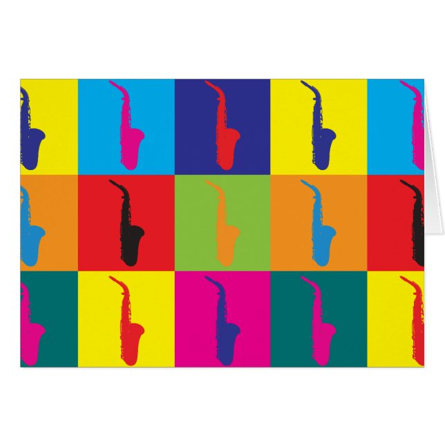 Cartão Pop art do saxofone (Frente Horizontal)