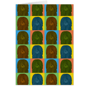 Cartão Pop art dos desenhos animados do cão de Puli