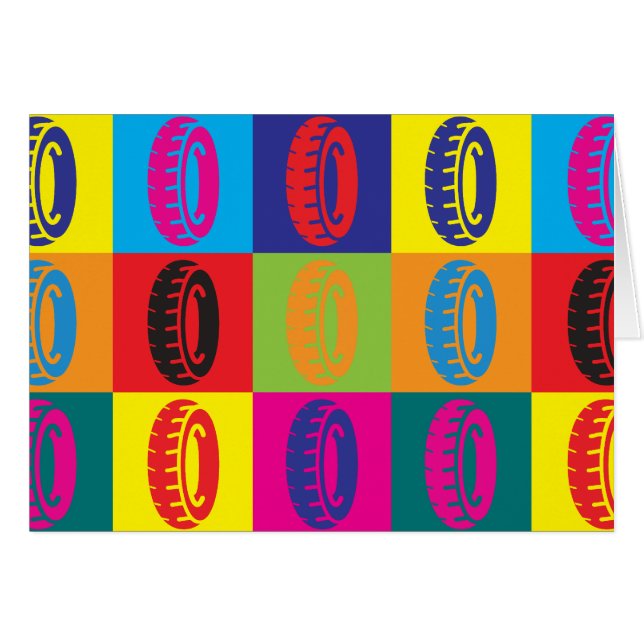 Cartão Pop art dos pneus (Frente Horizontal)