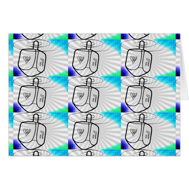 Cartão Pop Art Dreidel (Frente Horizontal)
