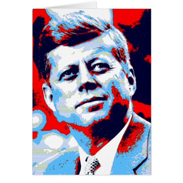 Cartão Pop Art JFK John F. Kennedy Red Blue (Frente)