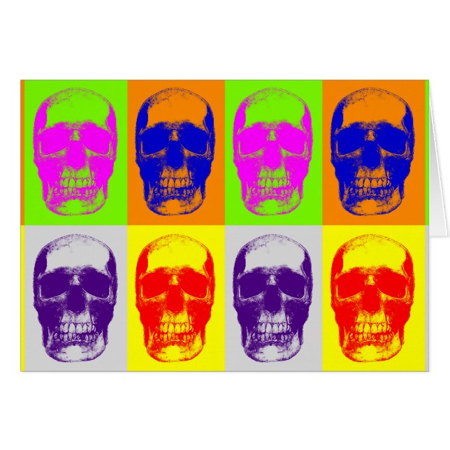 Cartão Pop Art Skull (Frente Horizontal)