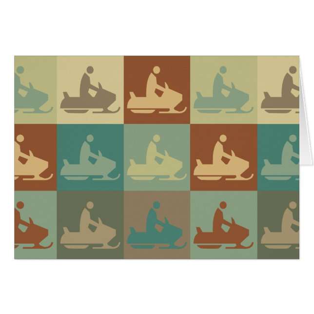 Cartão Pop art Snowmobiling (Frente Horizontal)