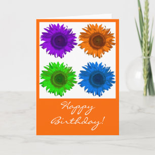 Cartão Pop Art Sunflower Block Happy Birday