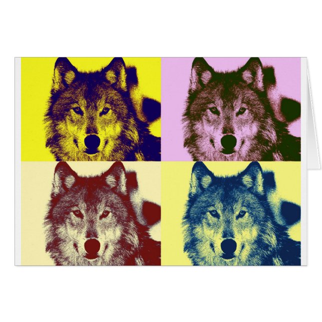Cartão Pop Art Wolf (Frente Horizontal)