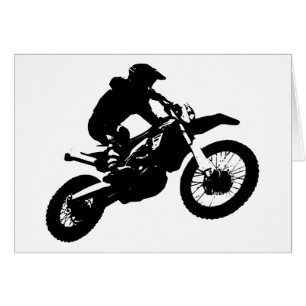 Cartão Pop de Arte Branca Negra Motocross Motorcyesporte
