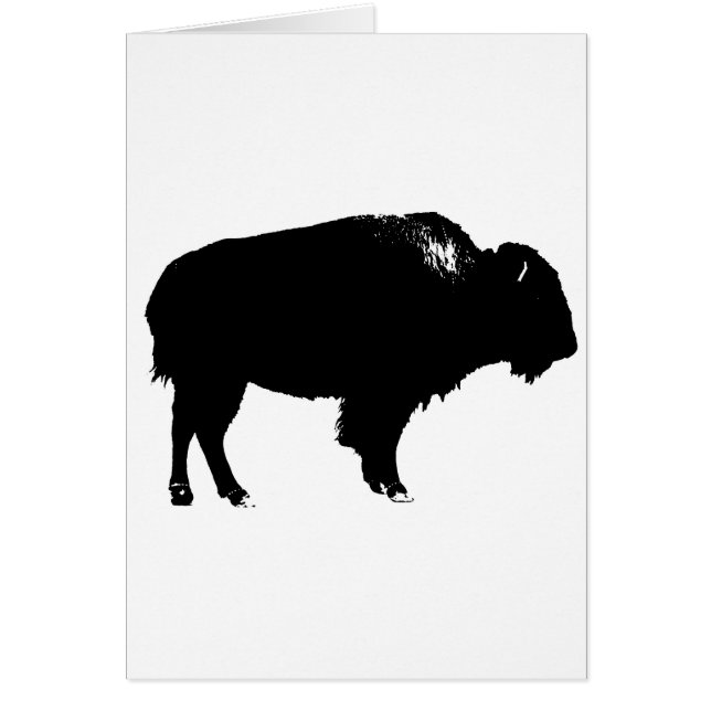 Cartão Pop de Arte de Bison Bison Branco e Preto (Frente)