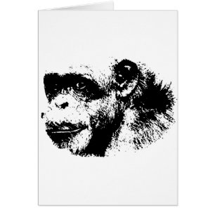 Cartão Pop de arte em chimpanzé preto-e-branco