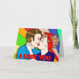Cartão Pop de Arte Romântica de Estilo Retroativo Brunet