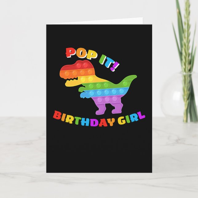 Cartão Pop Dot Day T-Rex Birthday Girl (Frente)