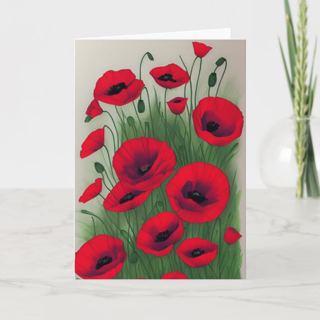 Cartão Poppies vermelhos (Frente)