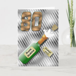 Cartão Popping Champagne Bottle 80th Birthday Card