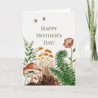 Cartão Poppy Botanical Birds Mother's Day