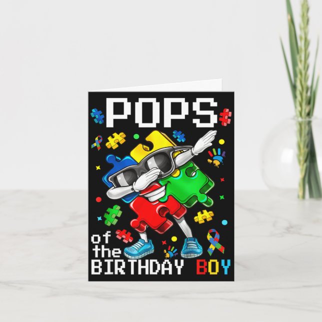 Cartão Pops do garoto do bday peça de quebra-cabeça de co (Frente)