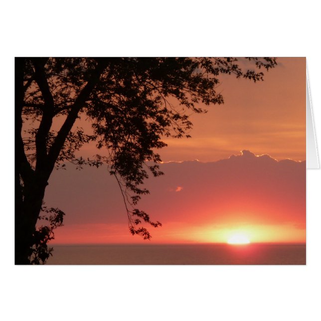 Cartão Por do sol alaranjado brilhante do Lago Erie (Frente Horizontal)