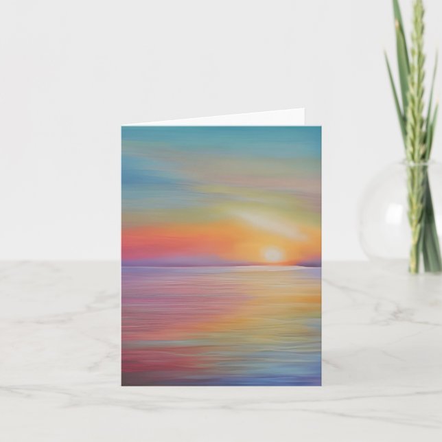 Cartão Pôr do sol aquarela personalizável (Frente)