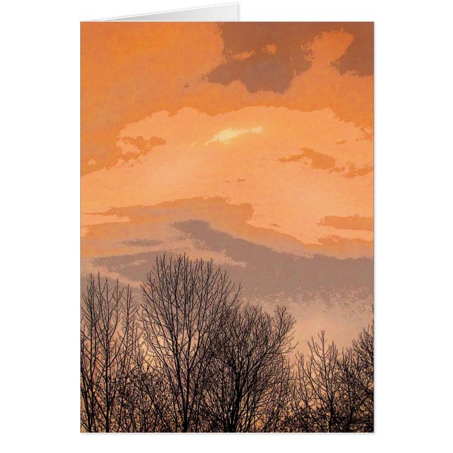 Cartão Por do sol com árvores desencapadas (Frente)