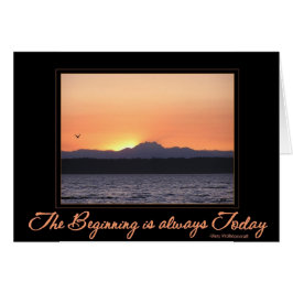 Cartão Por do sol com pássaro - o começo é sempre hoje