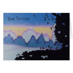 Cartão por do sol da arte abstracta sobre a paisagem das