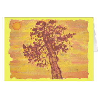 Cartão por do sol da árvore do zimbro