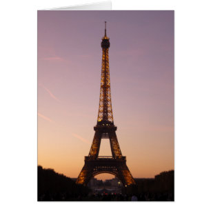 Cartão pôr do sol da torre eiffel