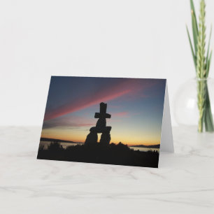 Cartão Por do sol de Inukshuk