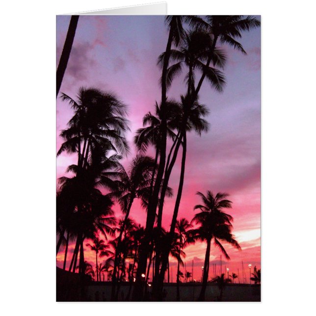 Cartão Por do sol de Waikiki (Frente)