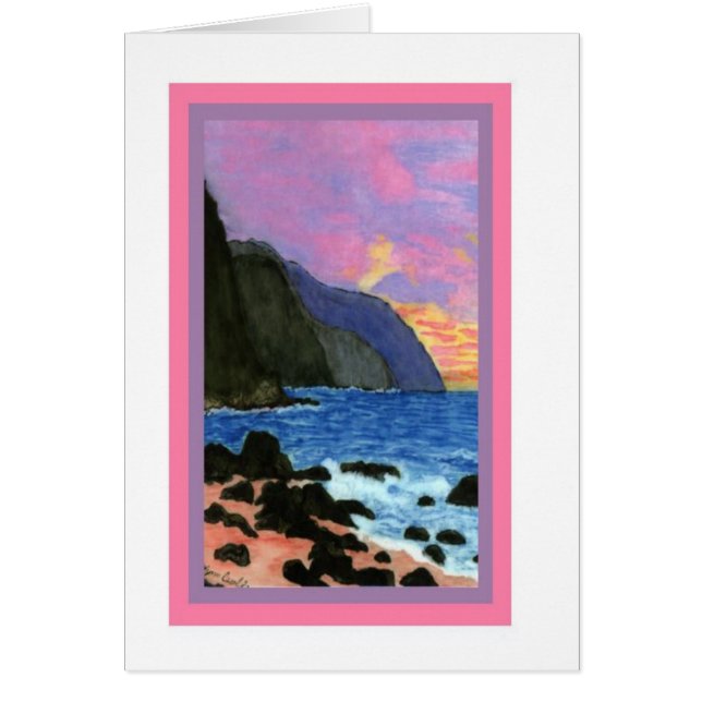 Cartão Por do sol do Cartão-NaPali, Kauai, Havaí (Frente)