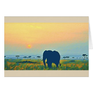 Cartão Por do sol do elefante