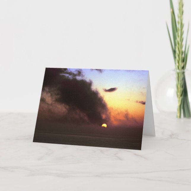 Cartão Por do sol do equinócio outonal do penhasco de (Frente)