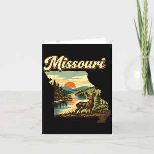 Cartão Pôr do sol do estado de Missouri, rio dos cervos,
