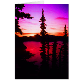 Cartão Por do sol do lago crater