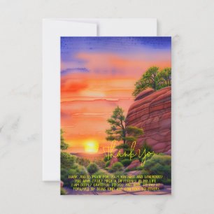 Cartão Pôr do sol em aquarela e rochas vermelhas personal