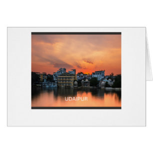 Cartão Pôr do sol em Udaipur sobre o Lago Pichola