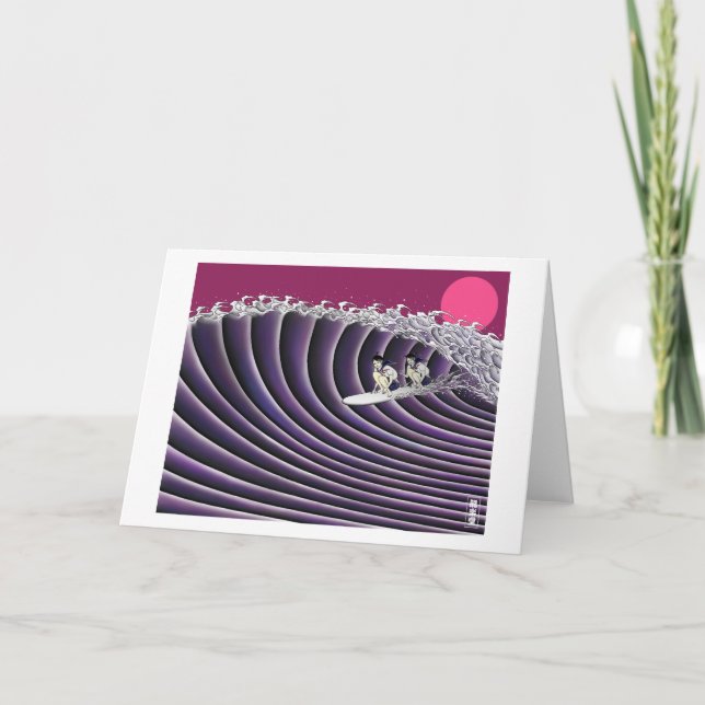 Cartão por do sol japonês que surfa (Frente)