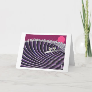 Cartão por do sol japonês que surfa