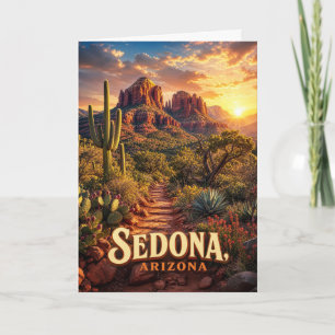 Cartão Pôr do sol no deserto de Sedona Arizona Rocha Verm