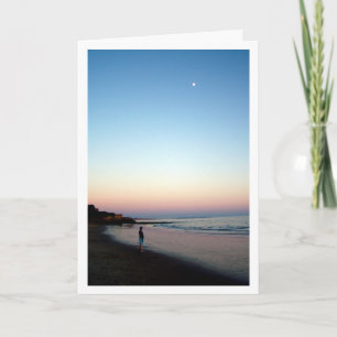 Cartão Pôr do Sol Noturno na Praia Portuguesa