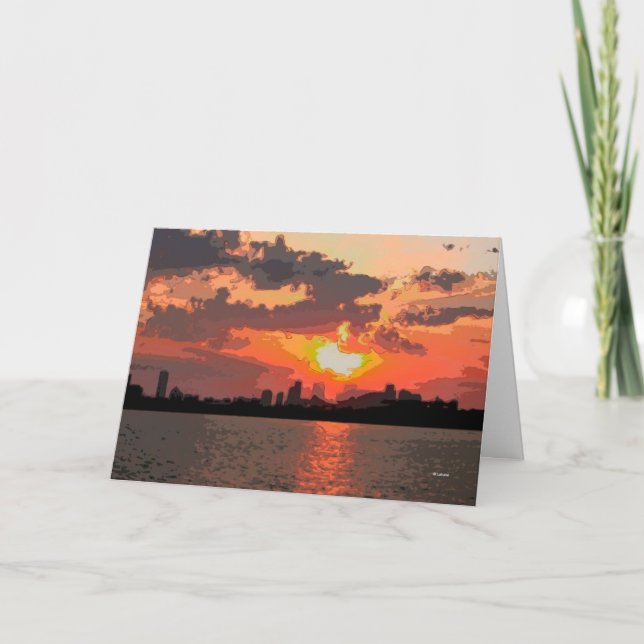 Cartão Por do sol--pensamento de você (Frente)