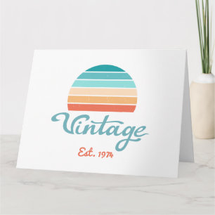 Cartão Pôr do Sol Retro + Rótulo Vintage Angustiado [Aniv