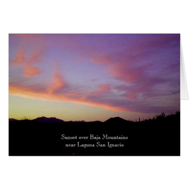 Cartão Por do sol sobre montanhas de Baja (Frente Horizontal)