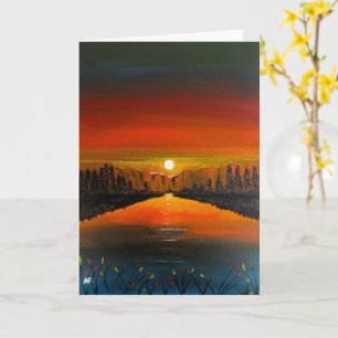 Cartão Pôr do sol sobre o lago Canyon pintura de Alfred F