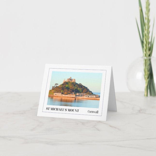 Cartão Pôr do sol sobre o Monte São Miguel, Cornualha (Frente)