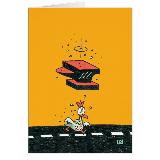 Cartão Por que a galinha cruzou a estrada? (Frente)