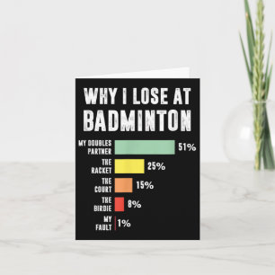 Cartão Por que eu perco no Badminton, jogador engraçado d
