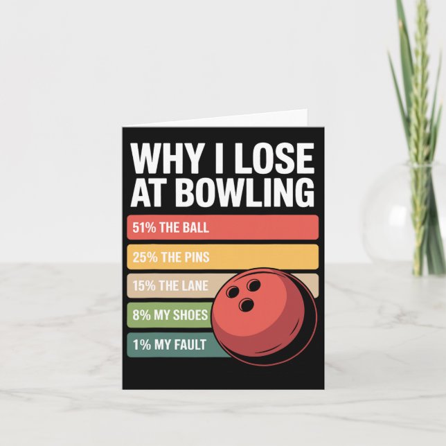 Cartão Por Que Eu Perder Na Boliche Engraçada Bowler Com  (Frente)